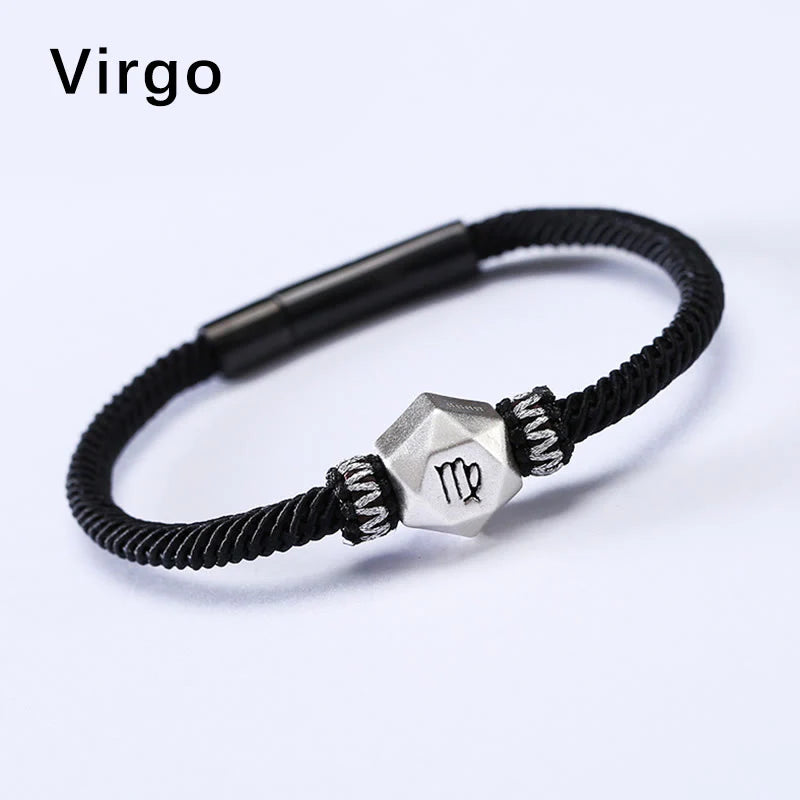 Buddha Stones 999 Sterling Silver 12 Constellations of the Zodiac Protection Handmade String Bracelet (Extra 35% Off | USE CODE: FS35)