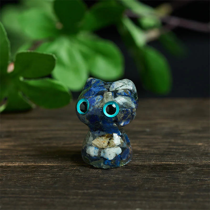 Buddha Stones Crystal Drip Resin Small Cat Purification Decoration Statue