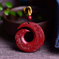 Buddha Stones One's Luck Improves Design Patern Natural Cinnabar Blessing Necklace Pendant