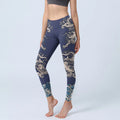 Buddha Stones Symmetry Dragon Wave Pattern Print Gym Leggings Women's Yoga Pants
