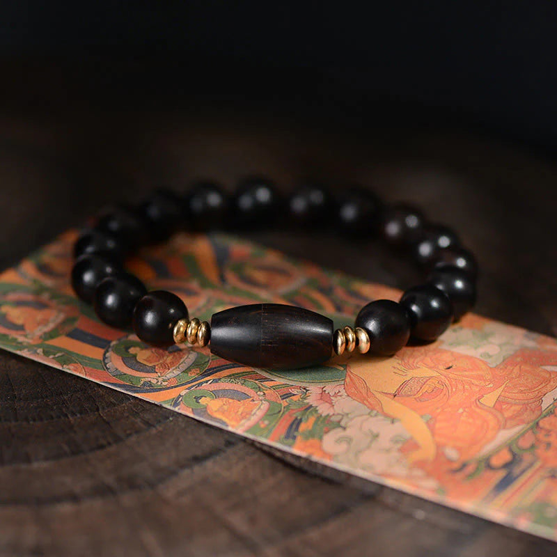 Buddha Stones Ebony Beads With Sutra Scroll Blessing Protection Bracelet