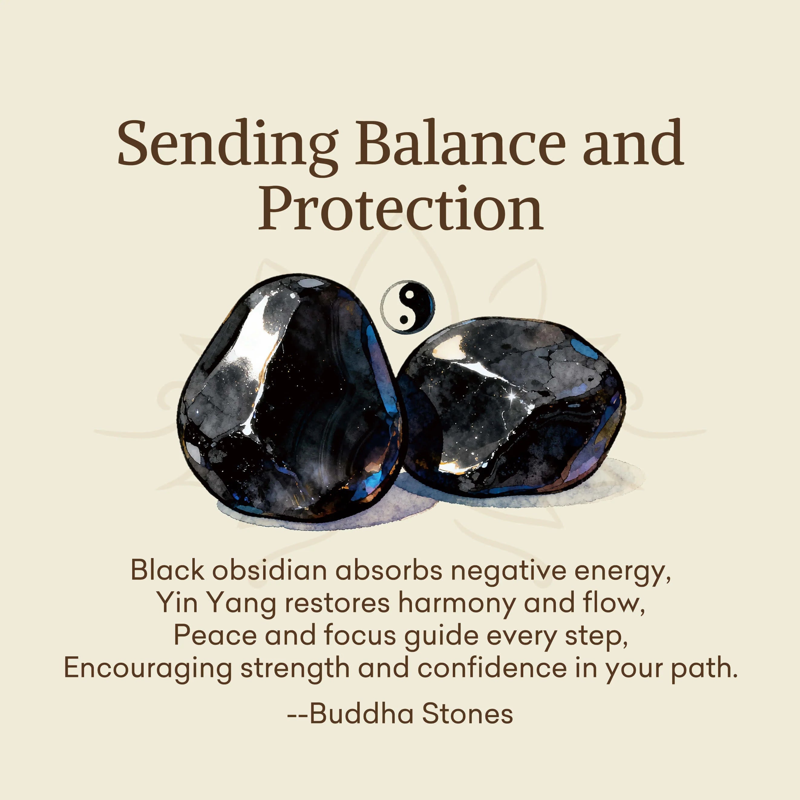 Buddha Stones Sending Balance and Protection Obsidian Yin Yang Necklace Includes Gift Message Card