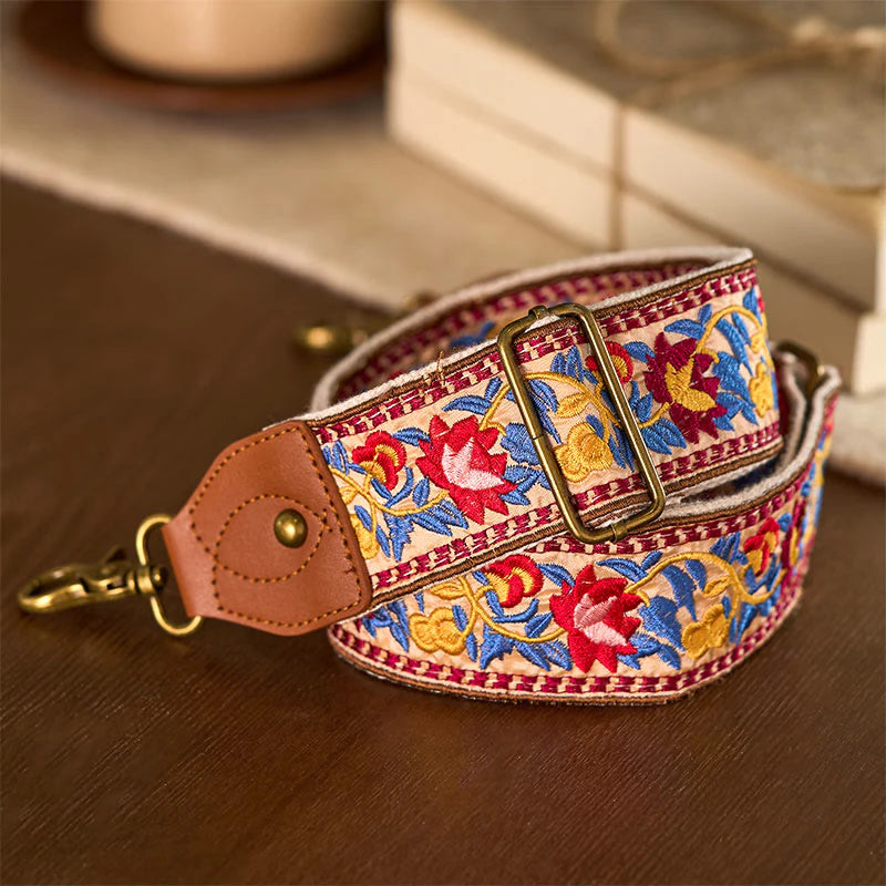 Buddha Stones Bohemian Flower Vine Geometric Embroidery Adjustable Handbags Crossbody Shoulder Bag Purse Straps Replacement