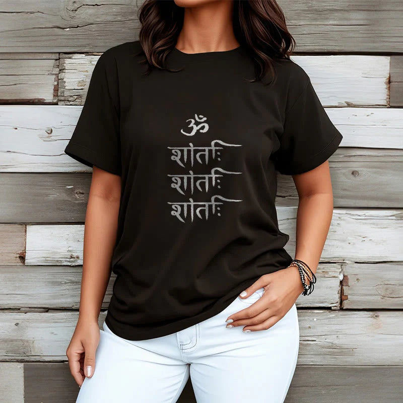 Buddha Stones OM MANTRA Sanskrit Pattern Tee T-shirt