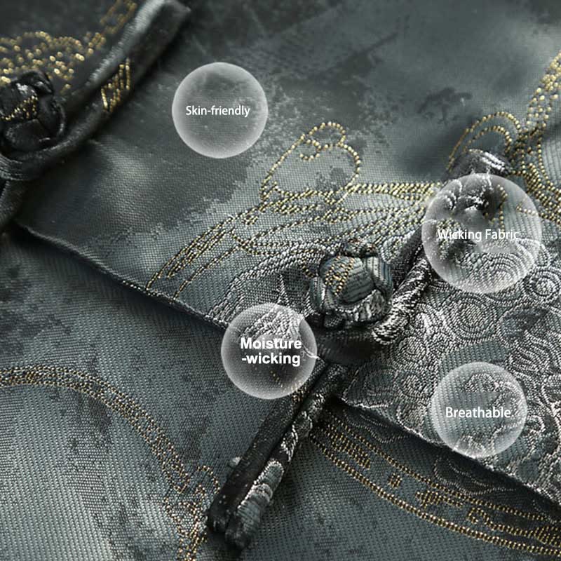 Buddha Stones Kirin Mountains Frog-Button Long Sleeve Men's Jacket With Pockets