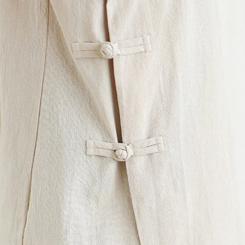 Buddha Stones 2Pcs V-Neck Long Sleeve Shirt Wide Leg Pants Zen Meditation Women's Set