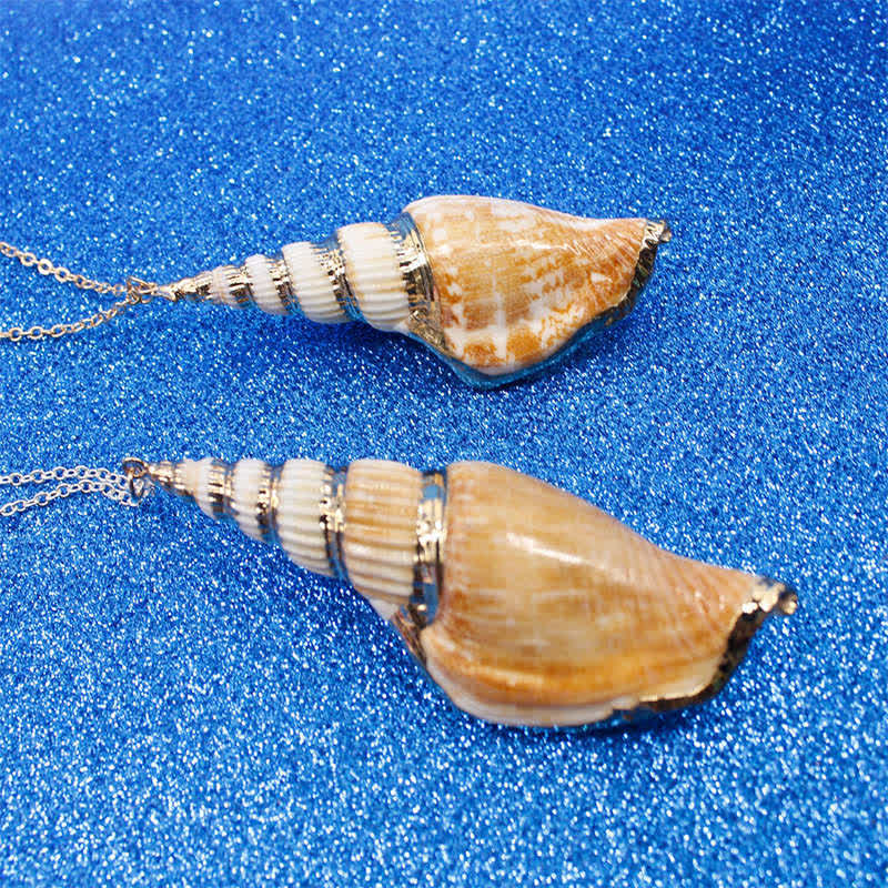 Buddha Stones Natural Shankha Conch Shell Seashell Lucky Necklace Pendant