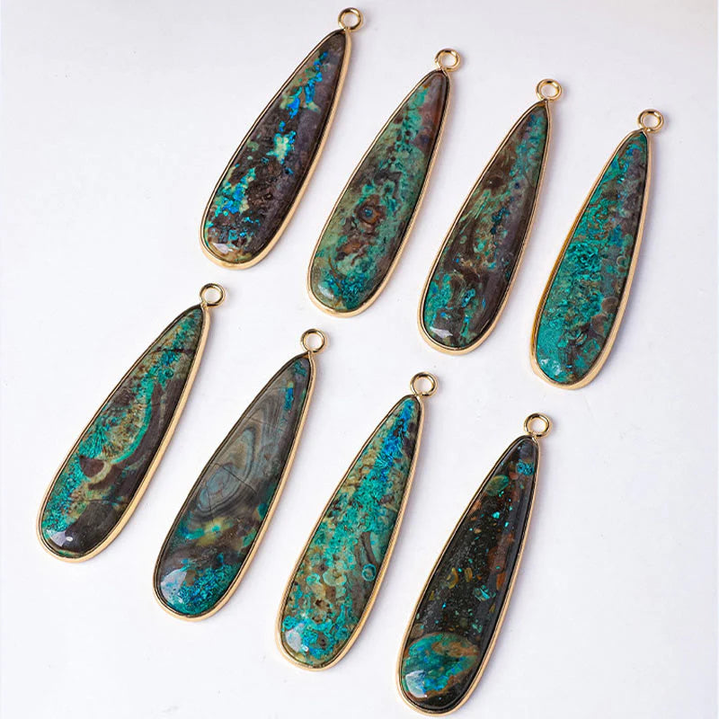 Buddha Stones Natural Stone Sea Sediment Jasper Agate Teardrop Shape Protection Necklace Pendant