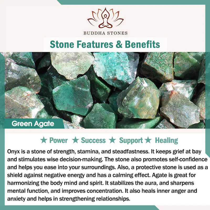Buddha Stones Peace Buckle Green Agate Power Support Tibet Mala