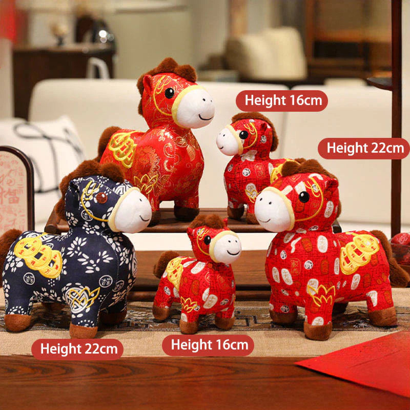 Buddha Stones Year of the Horse Copper Coins Plush Doll Home Decoration