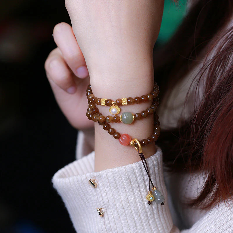Buddha Stones Jade Butterfly Gourd Prosperity Luck Bracelet Necklace