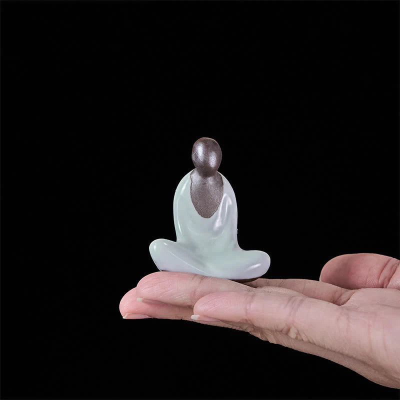 Buddha Stones Small Formless Buddha Meditating Ceramic Statue Zen Home Decoration 4*2.5*5cm