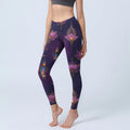 Buddha Stones Dreamlike Lotus Flower Lantern Print Gym Leggings Women's Yoga Pants