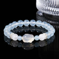 Buddha Stones Blue Chalcedony White Agate Rabbit Emotional Balance Bracelet