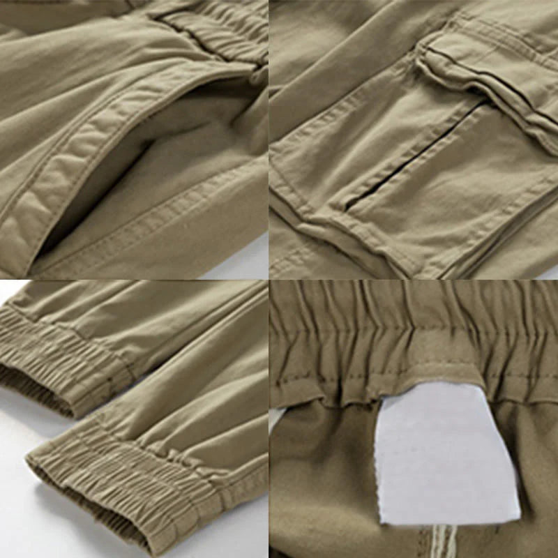 Buddha Stones Summer Cotton Elastic Cuffs Tapered Men's Pants With Pockets