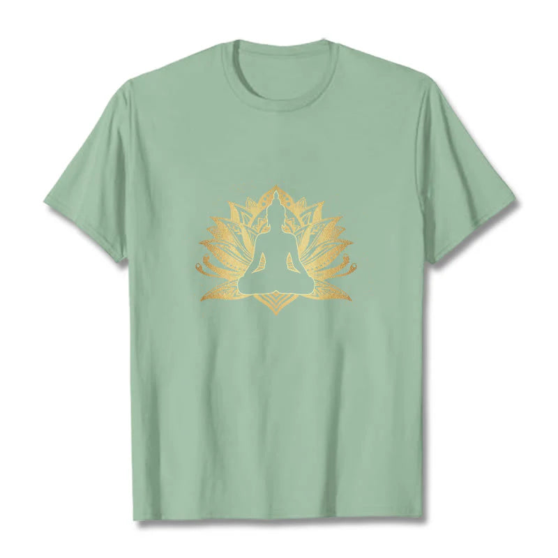 Buddha Stones Golden Lotus Meditation Buddha Tee T-shirt