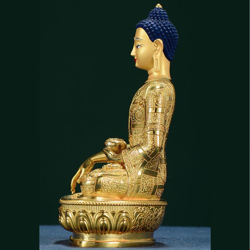 Buddha Stones Buddha Shakyamuni Figurine Enlightenment Copper Statue Home Offering Decoration