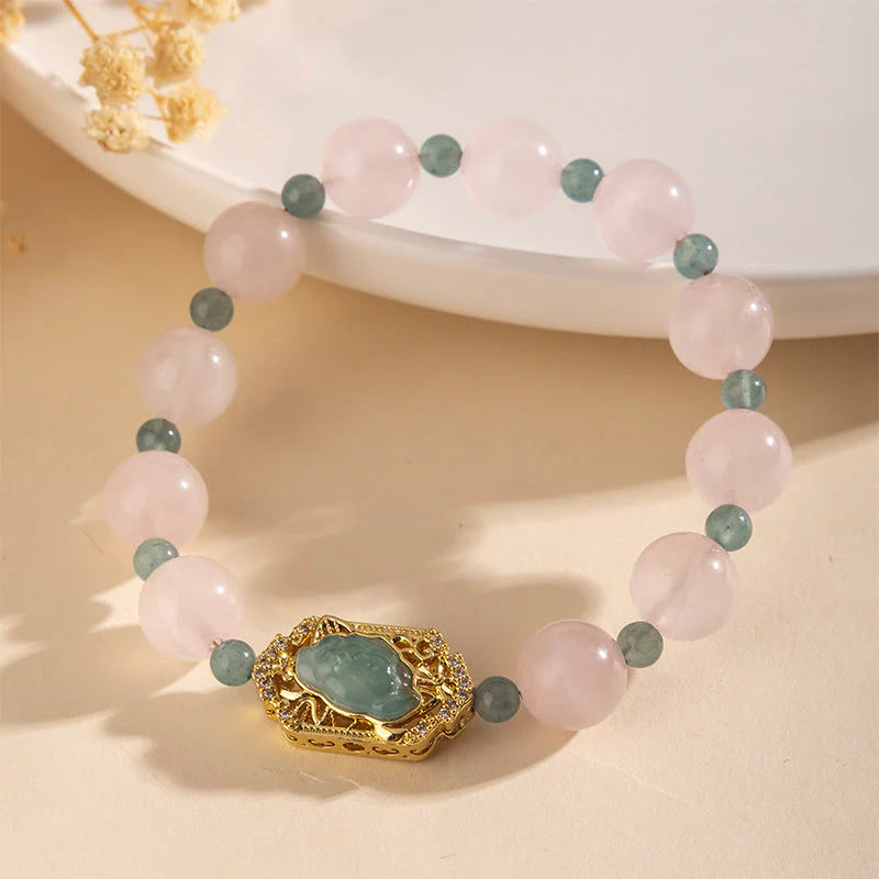 Buddha Stones Rose Quartz Jade Caring Kindness Bracelet