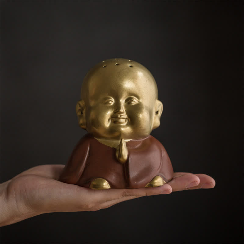 Buddha Stones Little Buddha Laughing Buddha Ceramic Healing Incense Burner