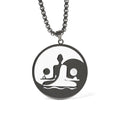 Buddha Stones Yin Yang Buddha Figure Hollow Design Stainless Steel Balance Necklace Pendant