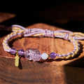 Buddha Stones Amethyst Pixiu Balance Lucky Bracelet
