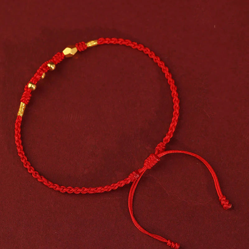 Buddha Stones 999 Gold Year of the Snake Mini Gold Bead Handmade Luck Protection Braided Bracelet (Extra 30% Off | USE CODE: FS30)