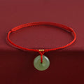 Buddha Stones Natural Hetian Jade Peace Buckle String Abundance Bracelet Anklet