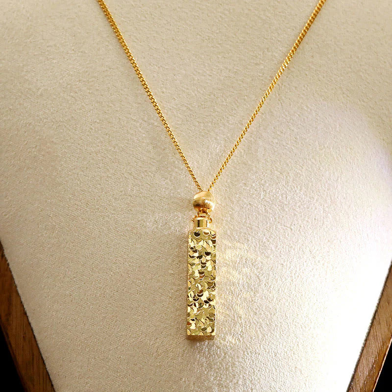 Buddha Stones Rectangular Texture Design Copper Chain Luck Necklace Pendant