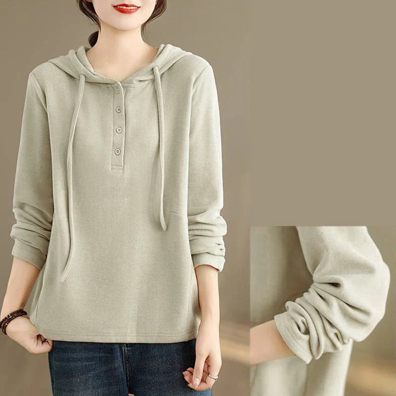 Buddha Stones Winter Solid Color Cotton Long Sleeve Women's Hoodie Has Hood