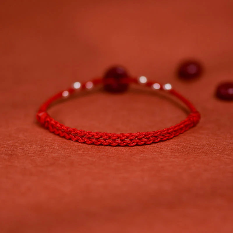 Buddha Stones Cinnabar Peace Buckle Handmade String Adjustable Blessing Bracelet Anklet