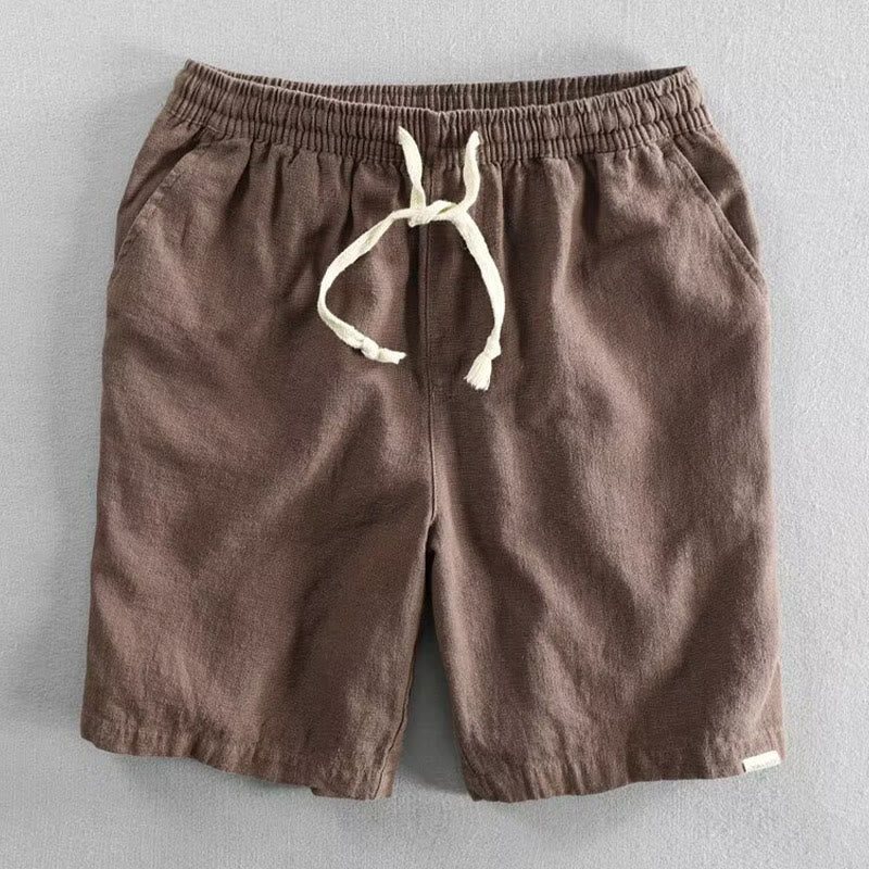 Buddha Stones Drawstring Elastic Waist Cotton Men's Shorts With Pockets