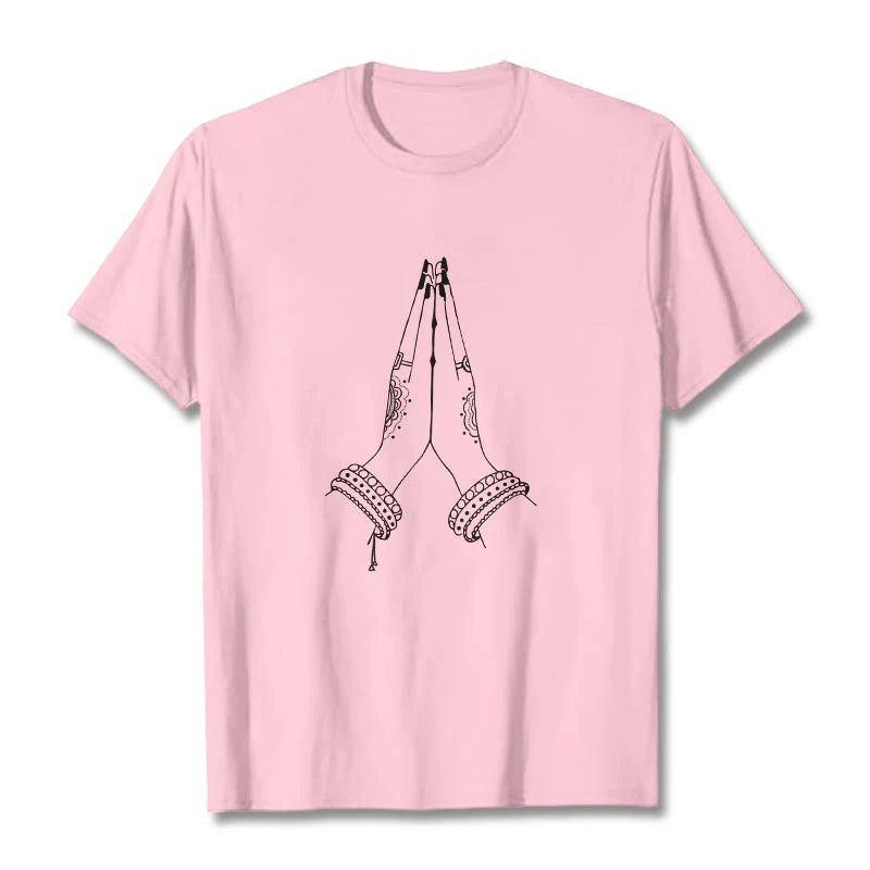Buddha Stones Put Hands Together Prayer Design Tee T-shirt
