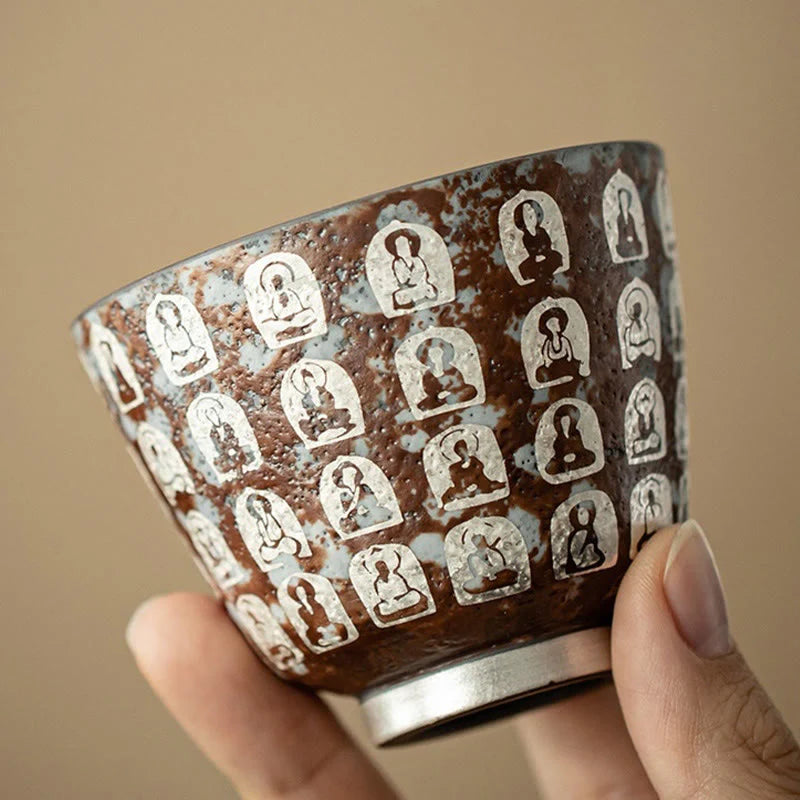 Buddha Stones Ten Thousand Buddha Poems Teacup Kung Fu Tea Cup 100ml With Gift Box