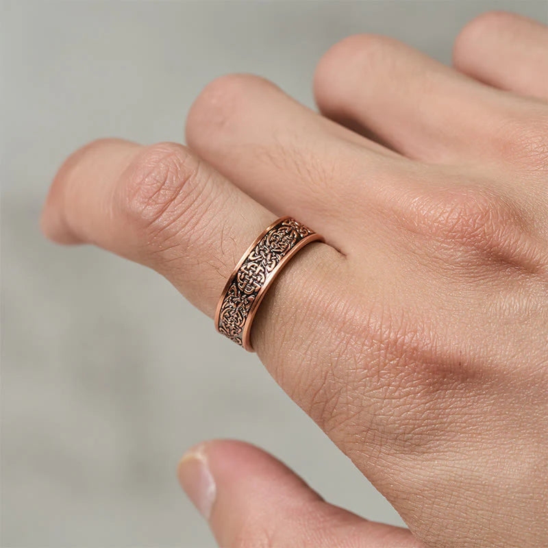 FREE Today: Luck and Healing Copper Abstract Line Pattern Open Cuff Bracelet Bangle Ring