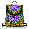 Buddha Stones Peony Chinese Money Tree Embroidery Canvas Backpack