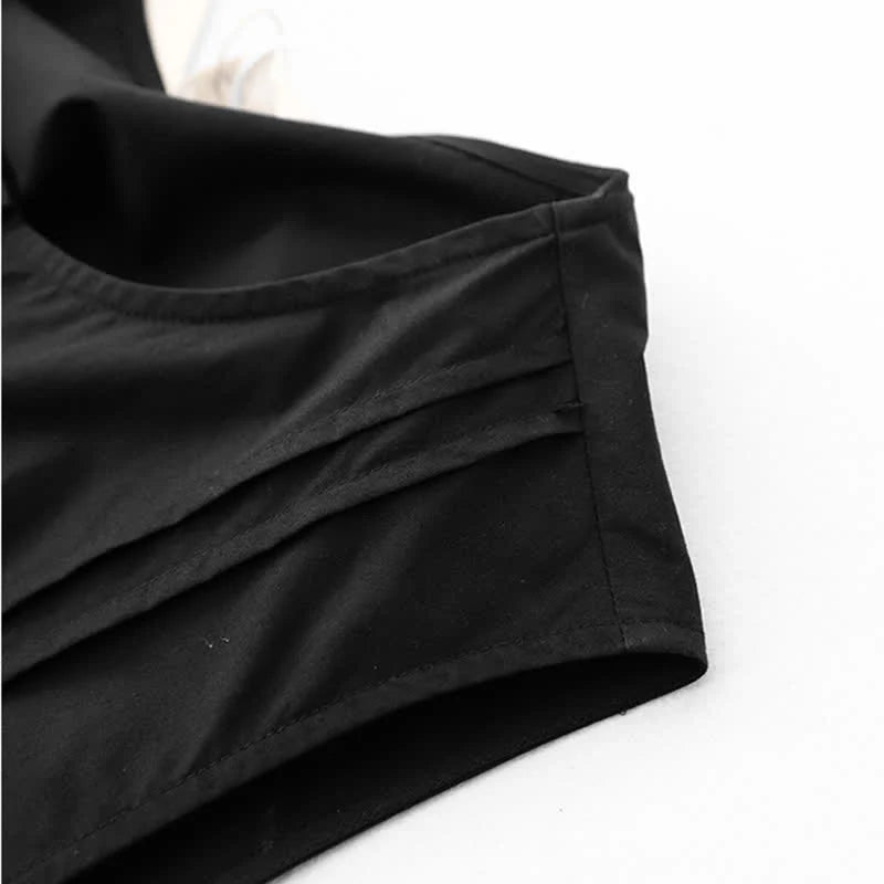 Buddha Stones Summer Buttons Pleated Knee Length Women's Sleeveless Dress With Pockets