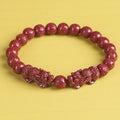 Buddha Stones Natural Double PiXiu Cinnabar Om Mani Padme Hum Wealth Luck Bead Bracelet