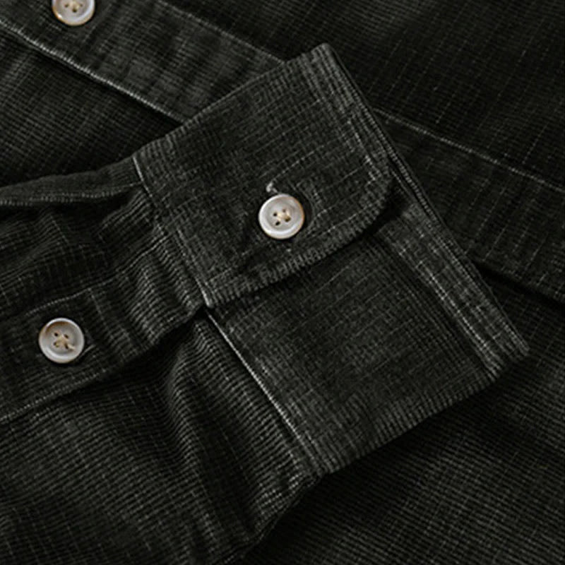 Buddha Stones Casual Corduroy Solid Color Men's Long Sleeve Cotton Thickened Jacket With Pockets