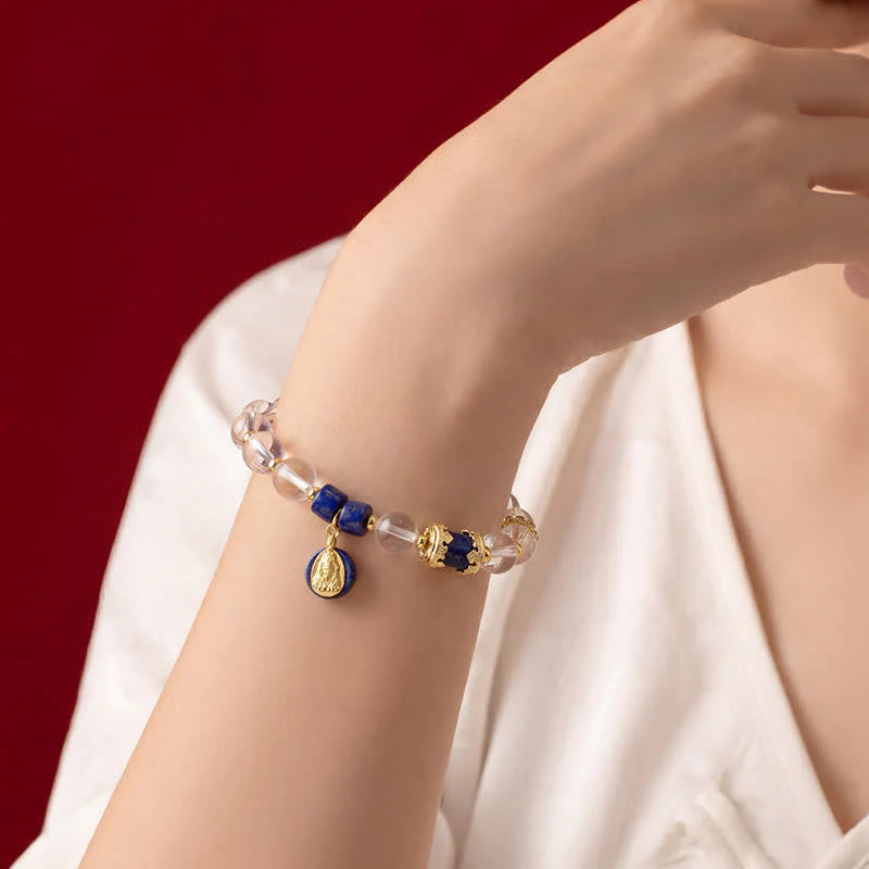 Buddha Stones Clear Quartz Zakiram Protection Bracelet