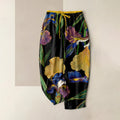Buddha Stones Cotton Colorful Iris Floral Elastic Waist Drawstring Women's Pants With Pockets