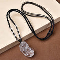 Buddha Stones Natural Clear Quartz Pixiu Clarity Beads Rope Necklace
