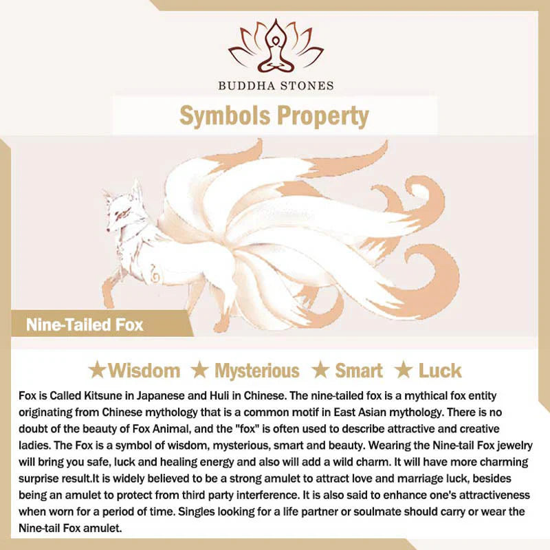 Buddha Stones Natural Green Jade Nine Tailed Fox Fairy Prosperity Necklace Pendant