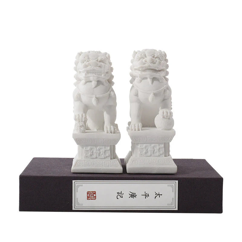 Buddha Stones 2Pcs Lion Statue Courage Strength Resin Home Office Decoration