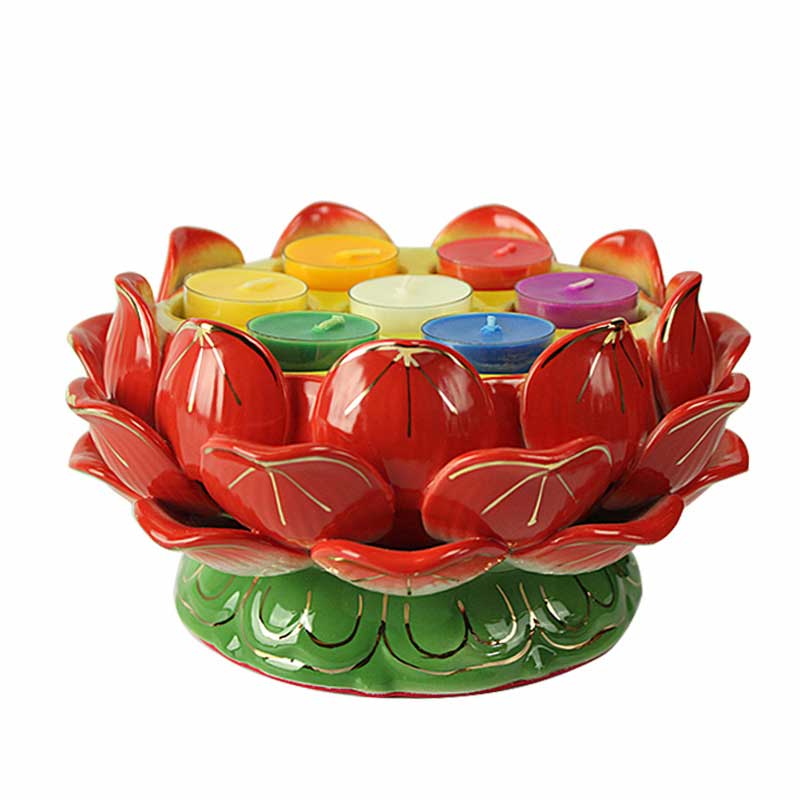 Buddha Stones Meditation Prayer Altar Lotus Flower Candle Holder Buddhist Temple Rituals Use Items