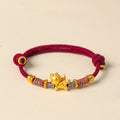 Buddha Stones Year of the Horse 999 Sterling Silver Plated Gold Braided String Rope Protection Bracelet