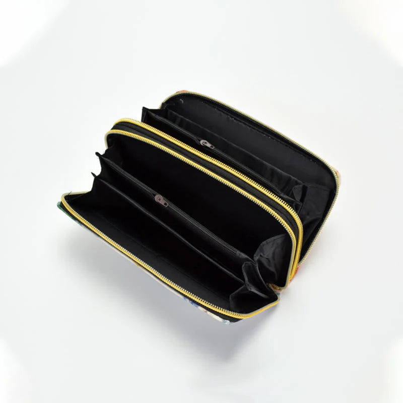 Buddha Stones Peacock Double-sided Embroidery Cash Holder Wallet Shopping Purse