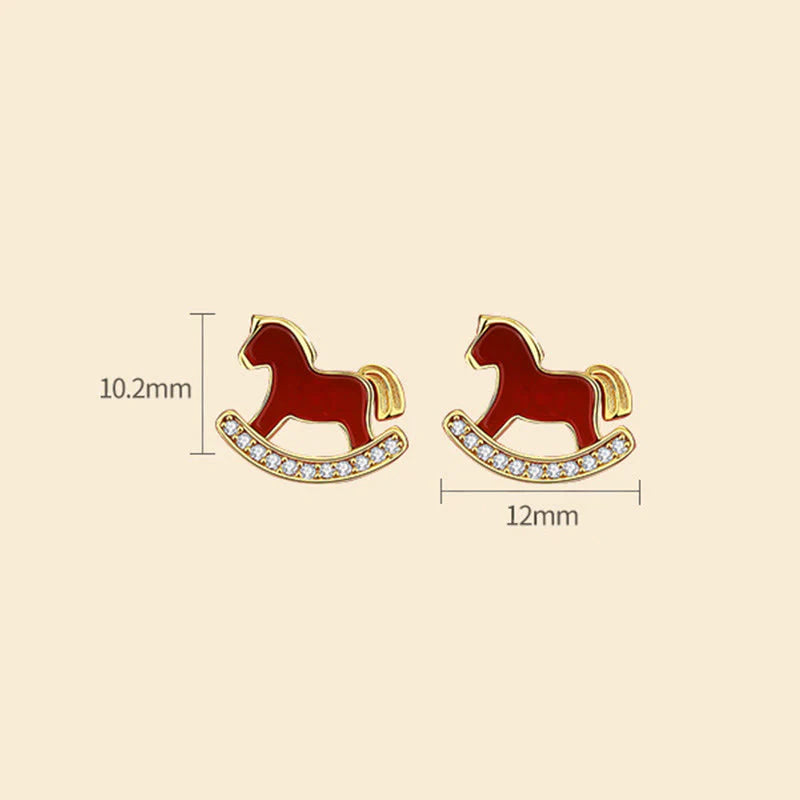 Buddha Stones 925 Sterling Silver Year Of The Horse Design Red Agate Confidence Earrings