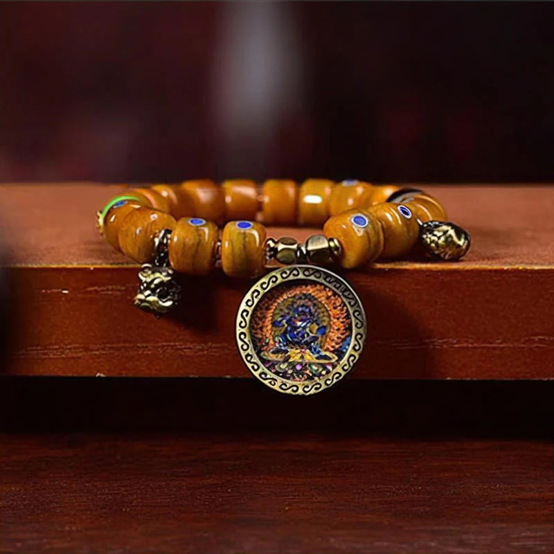 Buddha Stones Vintage Tibetan Bone Beads Braided Rope Positive Balance Bracelet