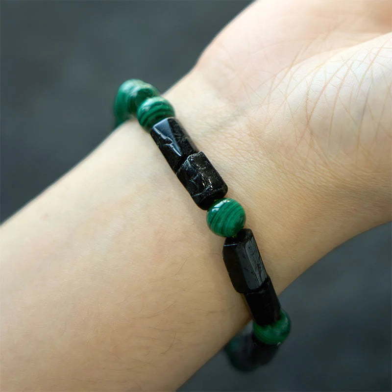 Buddha Stones May Peace and Power Walk Beside You Malachite Bracelet Includes Gift Message Card