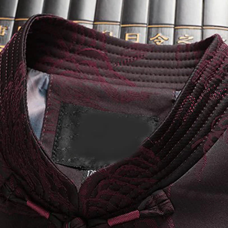 Buddha Stones 2Pcs Commute Tang Suit Frog-Button Men's Long Sleeve Shirt Pants Cotton Clothing Set